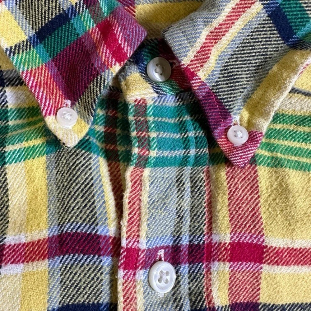 Polo Ralph Lauren Classic Fit Performance Plaid Shirt Mens Large Yellow Multi